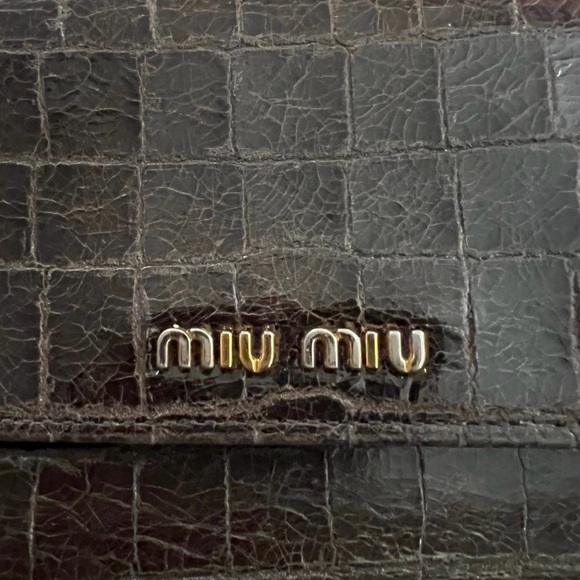 Miu Miu Croc Embossed Leather Wallet Bifold - Picture 3 of 9
